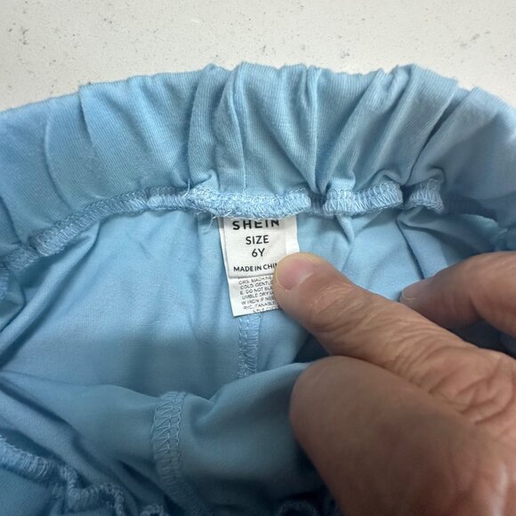 Light Blue Kids Shorts With Smiley Face Print Size 6Y Shein Polyester & Spandex - Picture 3 of 5